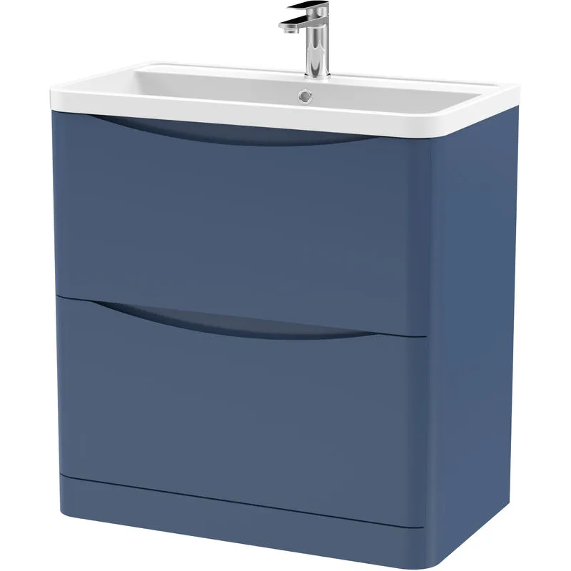 Balterley Floor Standing 2 Drawer Vanity Basin Unit with Polymarble Basin, 800mm - Satin Blue