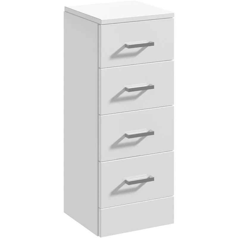 Balterley Floor Standing 4 Drawer Bathroom Unit - 300mm - Gloss White