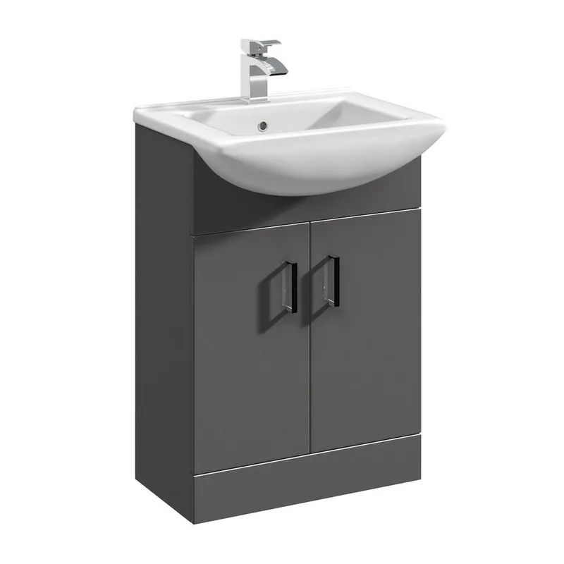 Balterley Floor Standing Bathroom 2 Door Vanity & Basin Unit 550mm, Dark Grey Dark Grey
