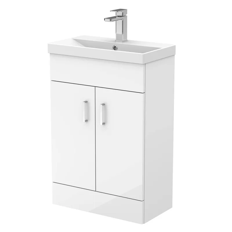 Balterley Gloss White Compact Bathroom 2 Door Vanity Basin Unit - 550mm White