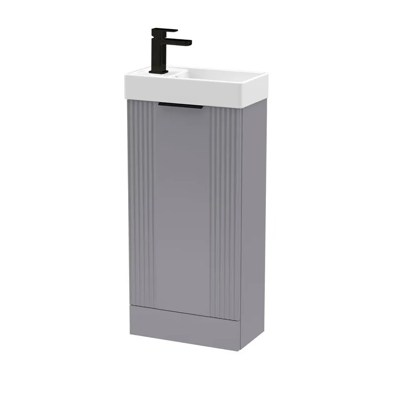 Balterley Grey 400mm Floor Standing Vanity Unit with Black Handle Grey