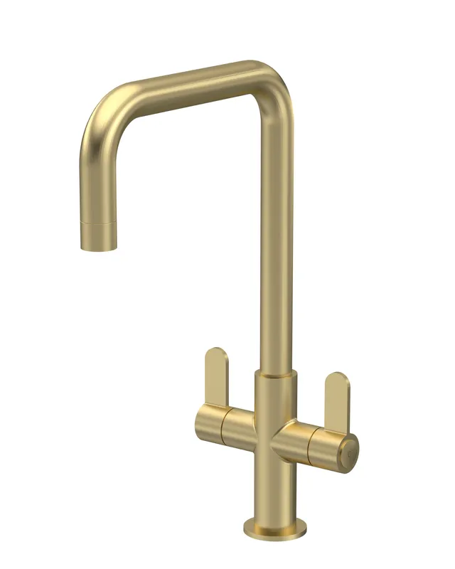 Balterley Kuma Kitchen Mono Mixer Tap Dual Lever, Brushed Brass 361mm in Metallics Metallics