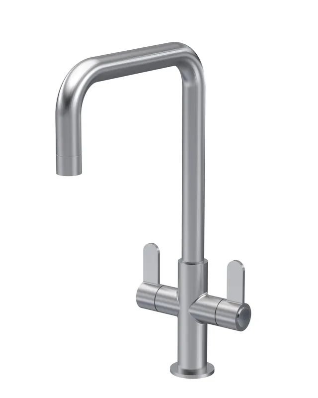 Balterley Kuma Kitchen Mono Mixer Tap Dual Lever Brushed Nickel 361mm in Metallics Metallics