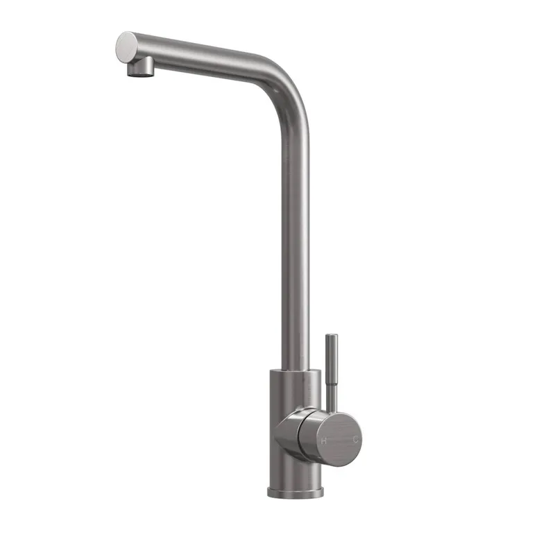 Balterley L-Neck Kitchen Sink Mixer Tap - Top Fix Installation, Brushed Steel in Grey Grey