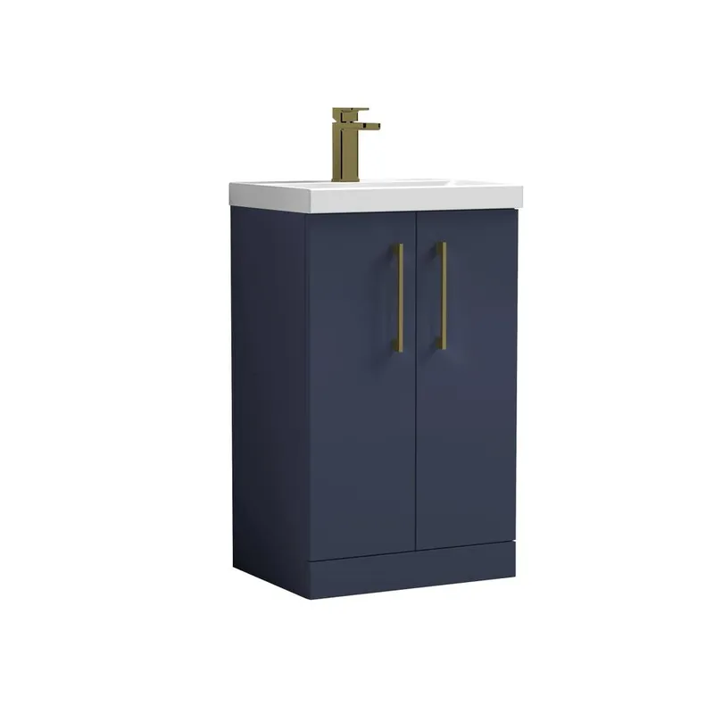 Balterley Modern Bathroom 2 Soft Close Door Vanity Unit Basin, Blue, 500mm in Blue Blue