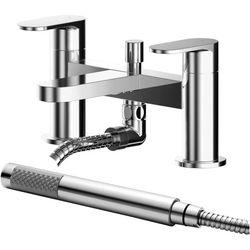 Balterley - Modern Deck Mount Round Bath Shower Mixer Tap with Shower Kit - Chrome