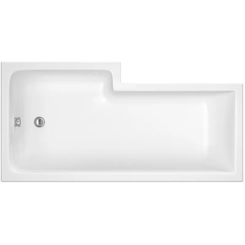Balterley Modern L Shape Right Hand Shower Bath Tub with Leg Set, 1700mm - White White