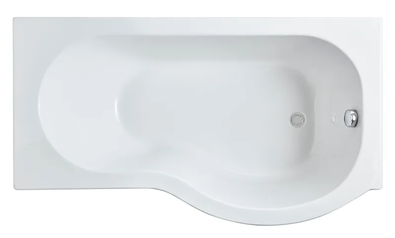 Balterley Modern P Shape Right Hand Shower Bath Tub with Leg Set, 1500mm - White White