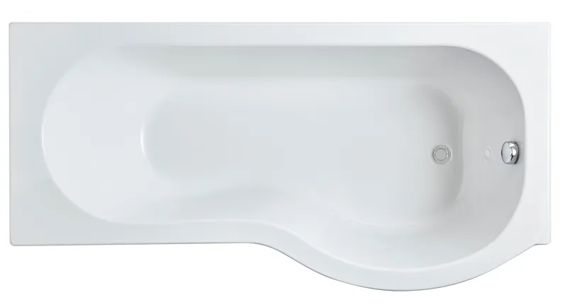 Balterley Modern P Shape Right Hand Shower Bath Tub with Leg Set, 1600mm - White White