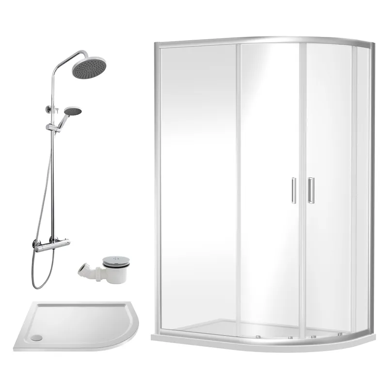 Balterley Offset Right Quadrant Tray Round Shower Waste 1200x 800mm in White White