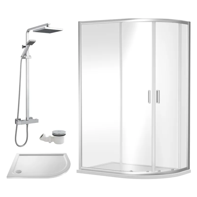 Balterley Offset Right Quadrant Tray Square Shower Waste 1200x 800mm in White White