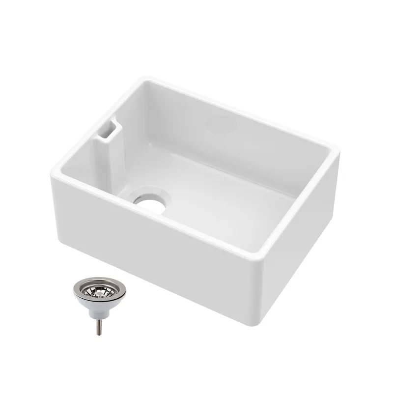 Balterley One Bowl Fireclay Belfast Kitchen Sink 595x455x254mm & Waste in White White