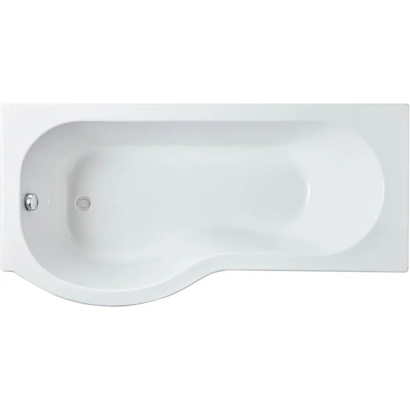Balterley Modern P Shape Left Hand Shower Bath Tub with Leg Set, 1700mm - White White