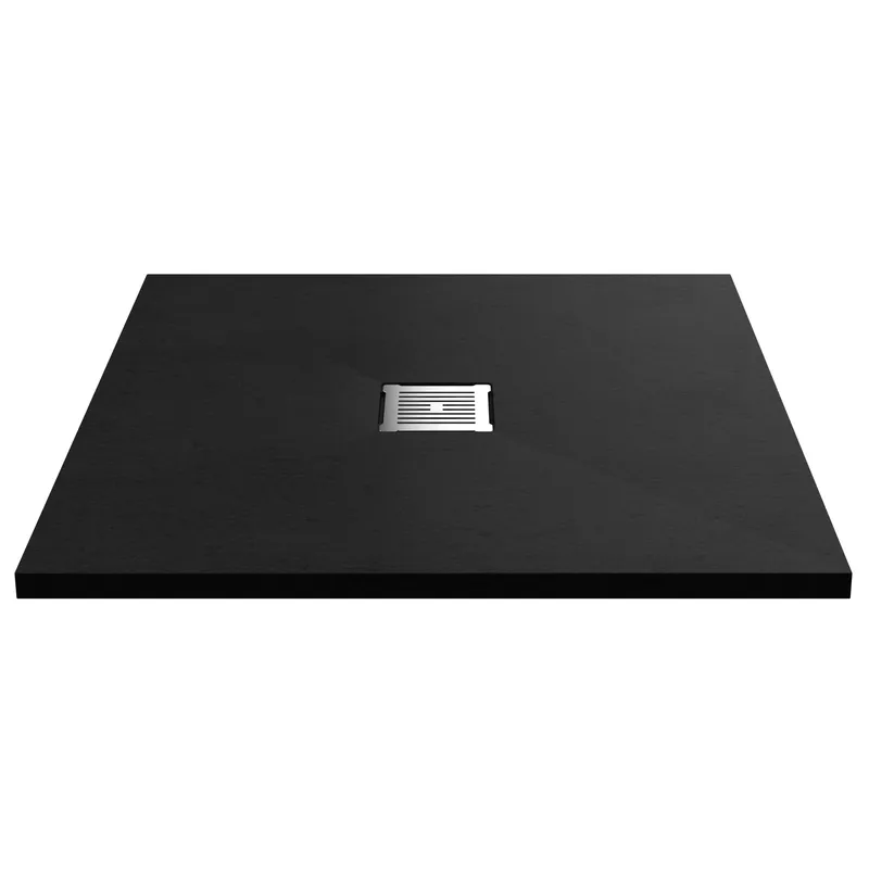 Balterley Premium Slimline Square Shower Tray - 900mm - Slate Black Black