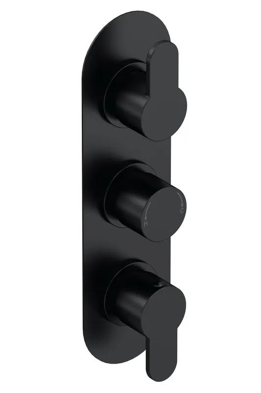 Balterley Pride Concealed Round Triple Thermostatic Shower Valve 280mm, Black Black