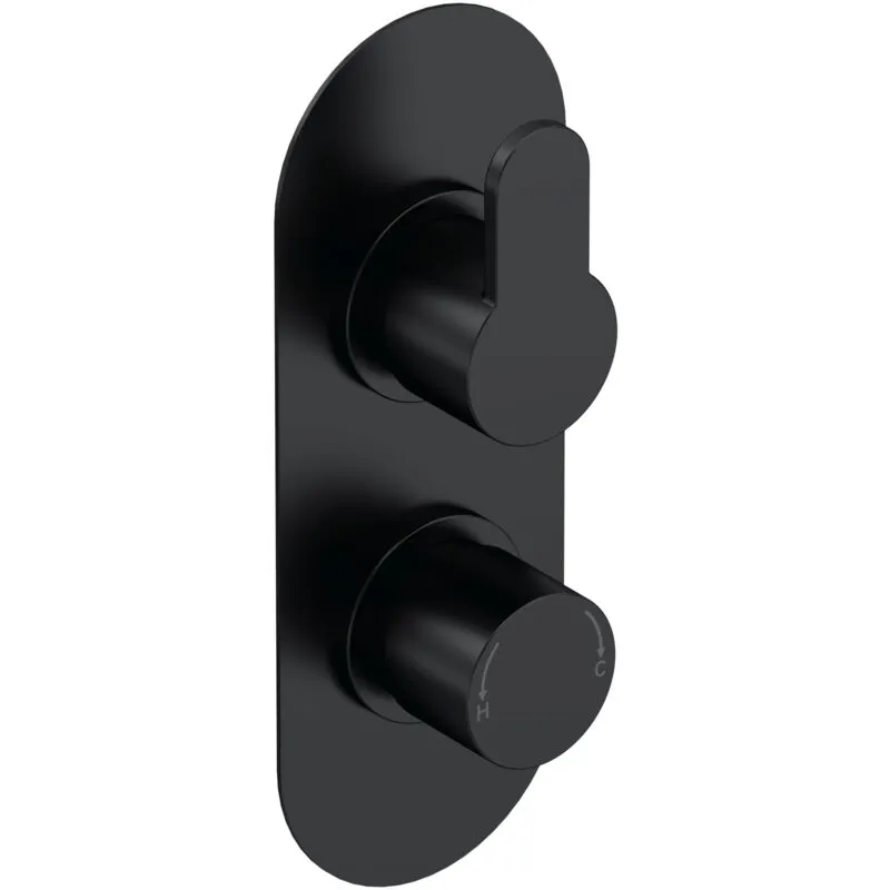 Balterley Pride Round Twin Thermostatic Shower Valve & Diverter 215mm, Black Black