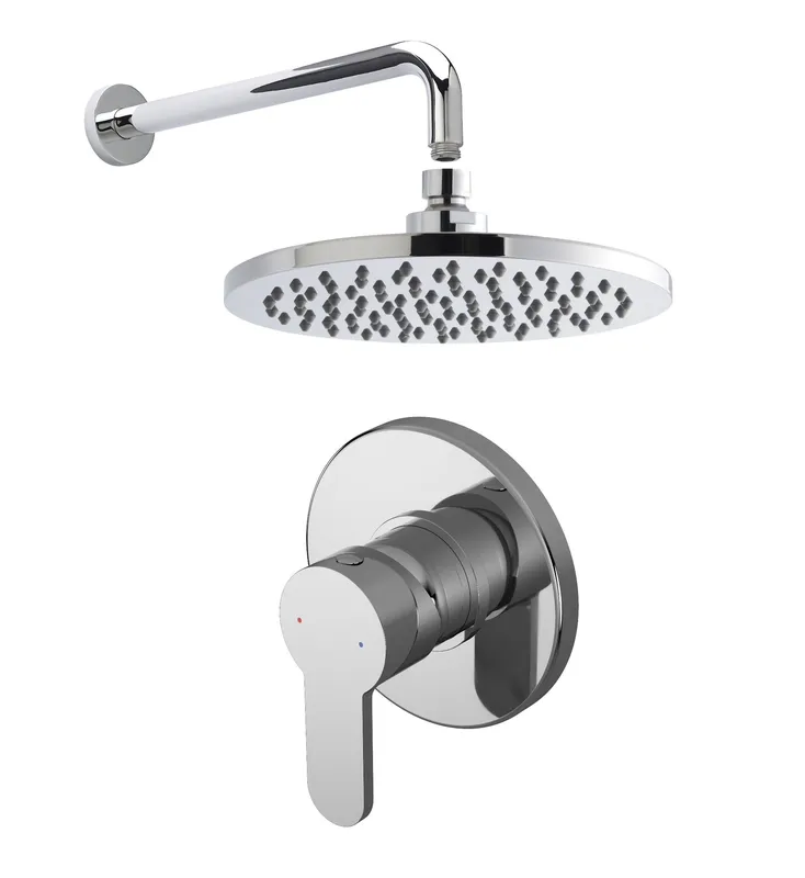 Balterley Pride Shower Bundle Concealed Round Manual Valve Arm Head Kit in Silver Silver