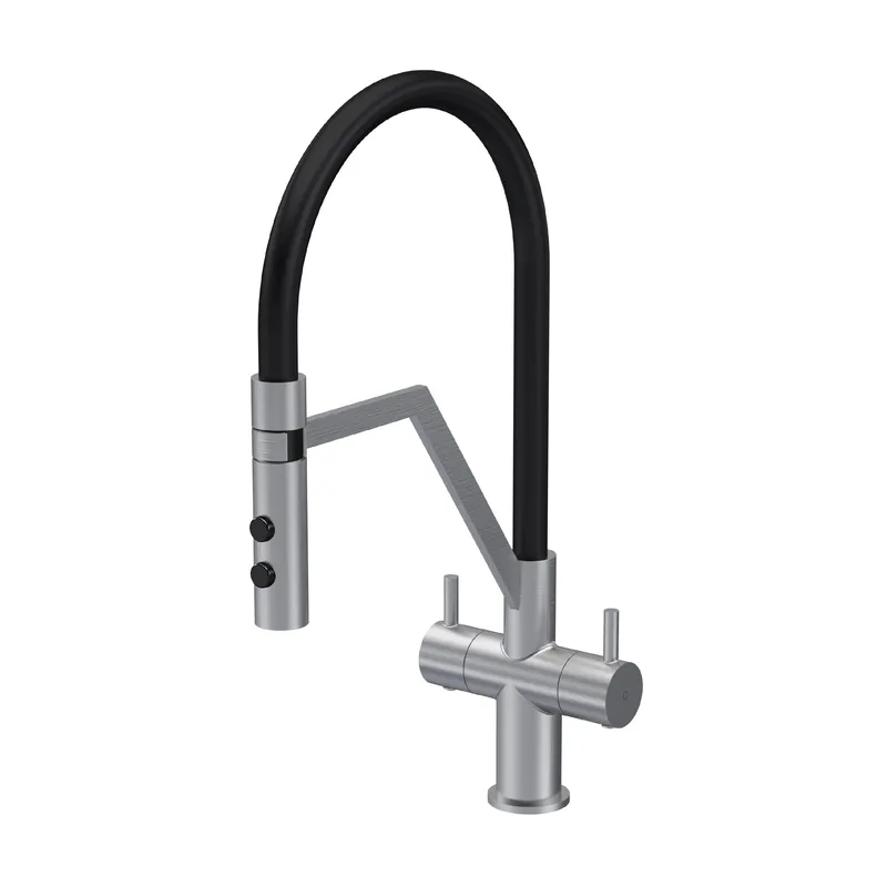 Balterley Rana Kitchen Mono Mixer Tap - Dual Lever Brushed Nickel in Metallics Metallics