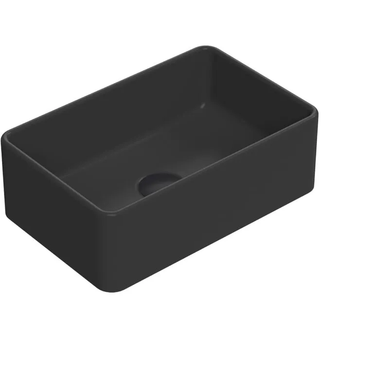 Balterley Countertop Vessel Basin for Modern Bathroom, Matt Black, 365mm in Black Black
