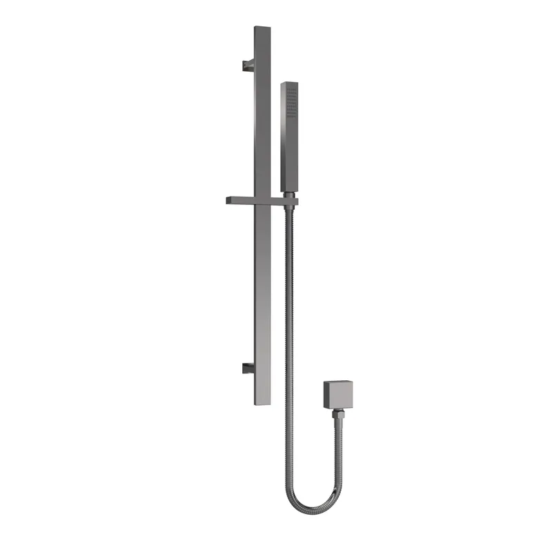 Balterley Rectangular Slider Rail Kit with Outlet Elbow Brushed Pewter in Silver Silver