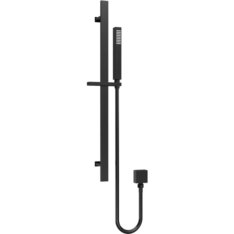 Balterley Rectangular Slider Rail Kit with Outlet Elbow Matt Black Black