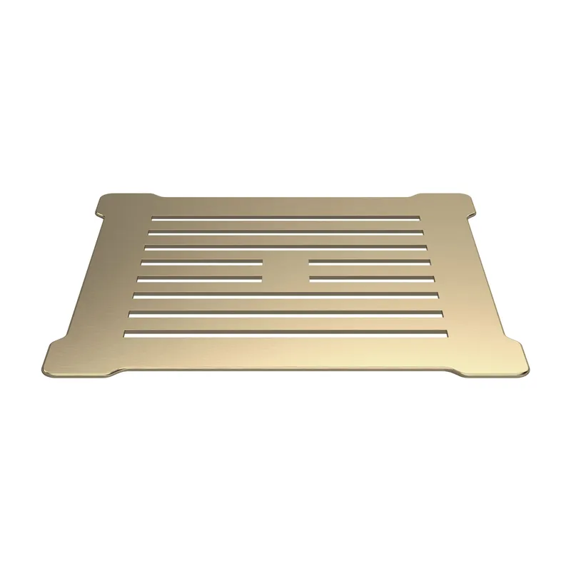 Balterley Resin Slimline Shower Tray Grill Waste, Trap, Top, Brushed Brass/White in Metallics Metallics