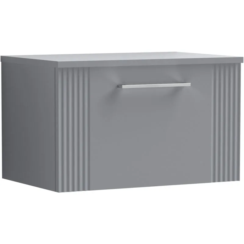 Balterley - Retro 1 Drawer Wall Hung Vanity Unit with Colour Coordinating Worktop - 600mm - Satin Grey