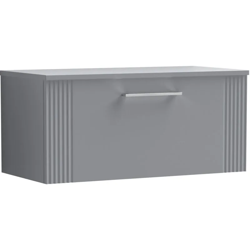 Balterley - Retro 1 Drawer Wall Hung Vanity Unit with Colour Coordinating Worktop - 800mm - Satin Grey