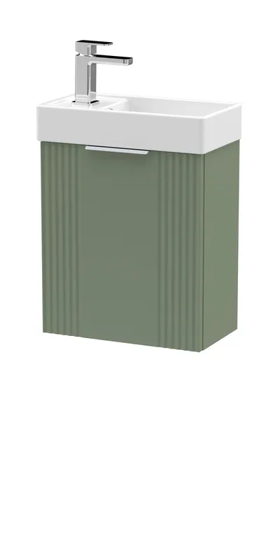 Balterley Retro Wall Hung Bathroom Vanity Basin Unit - 400mm - Satin Green Green