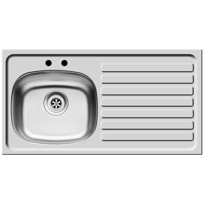 Balterley Right Hand 2 Tap Hole Stainless Steel Kitchen Sink, 940 x 490mm