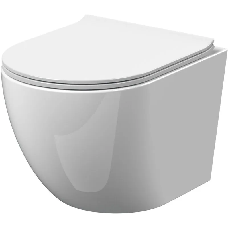 Balterley Rimless Wall Hung Toilet Pan & Soft Close Sandwich Seat - 360mm x 360mm x 482mm