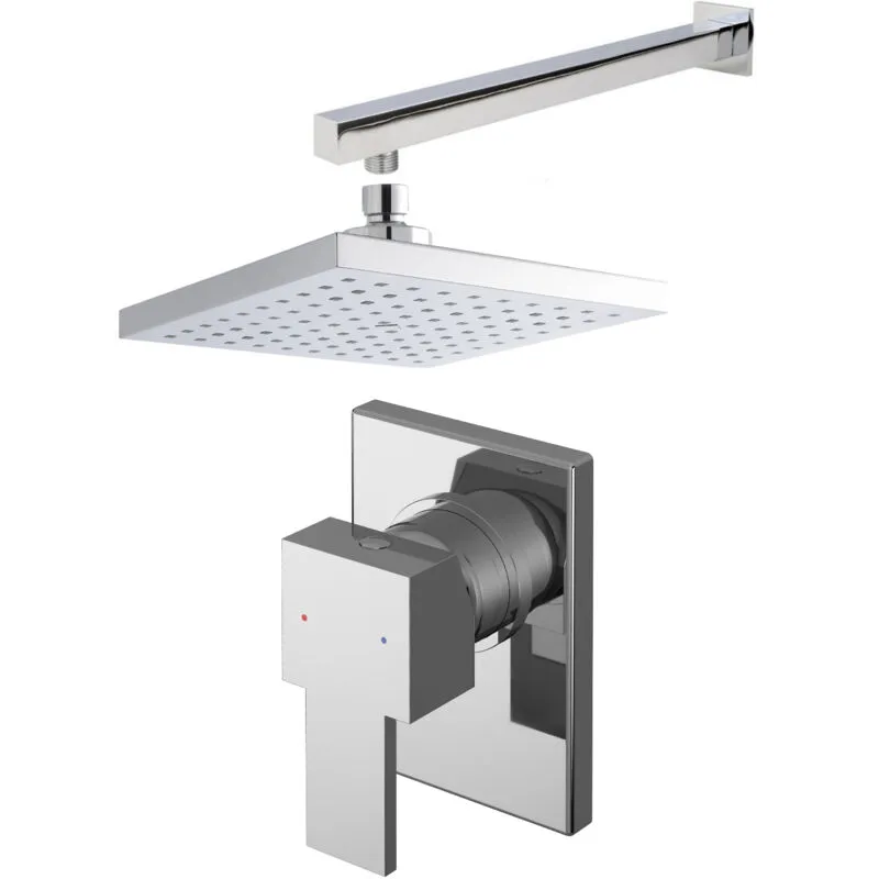 Balterley - Ripple Concealed Square Manual Valve, Arm & Head Shower Bundle Set - Chrome