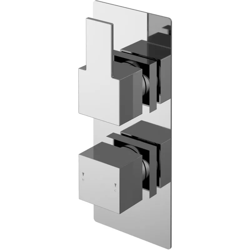 Balterley Modern Twin Concealed Thermostatic Shower Valve Lever Handle Chrome in Silver Silver