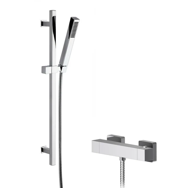 Balterley Ripple Square Bar Valve Slide Rail Shower Kit Chrome in Silver Silver