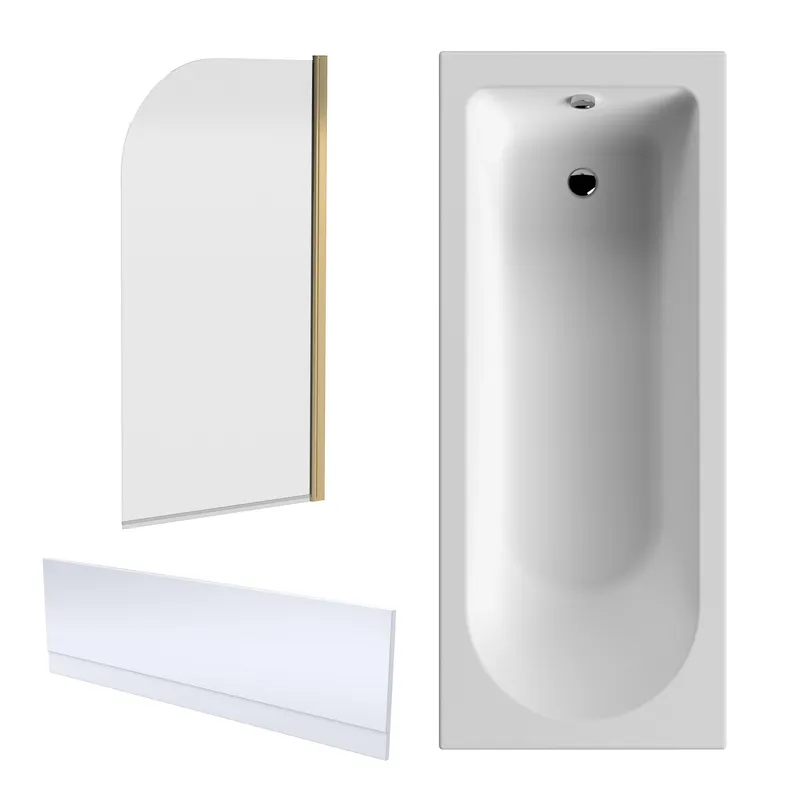 Balterley - Round Bathtub, Front Panel with Bath Screen - Brushed Brass