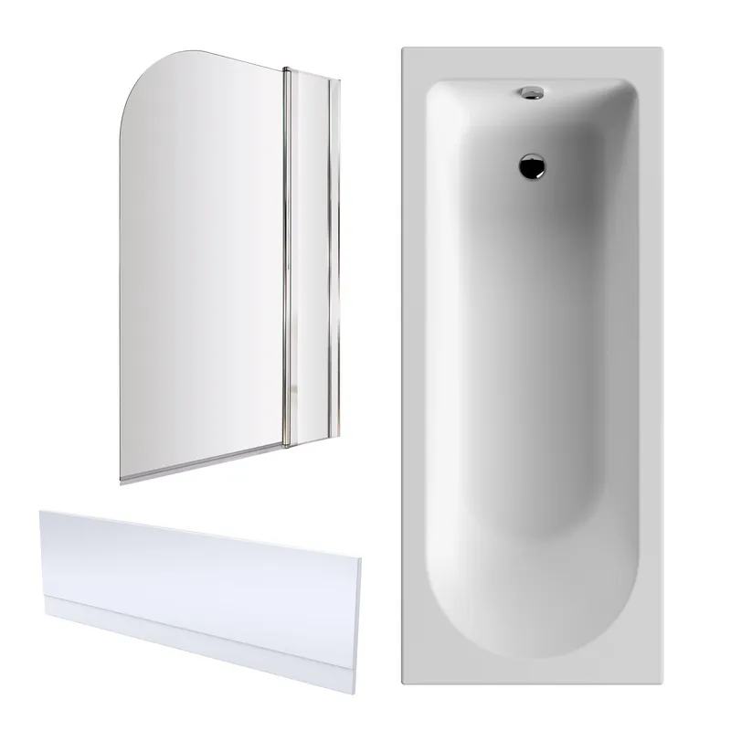 Balterley Round 1700x700 Shower Bath Set - Panel & Screen & Fixed Panel in White White