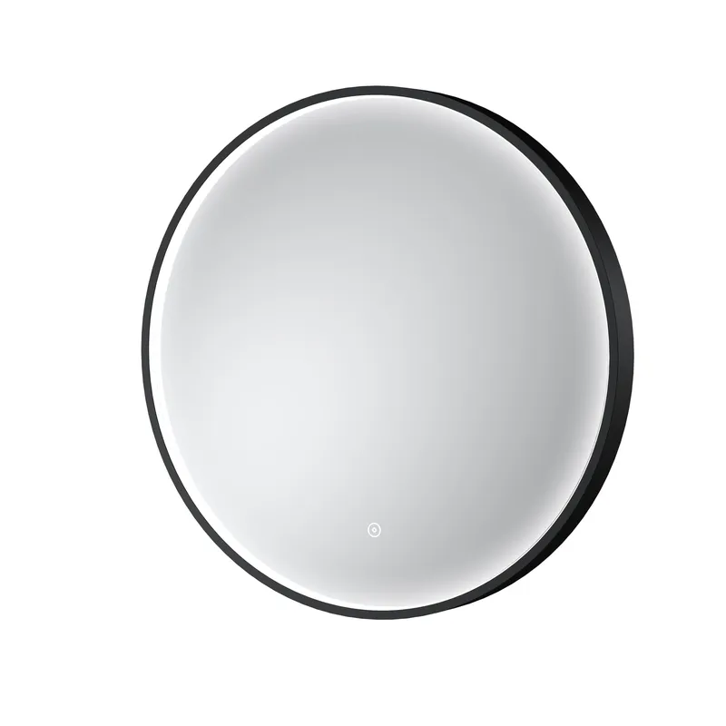 Balterley Round Inset Framed LED Mirror with Demister Pad, 600mm - Black Black
