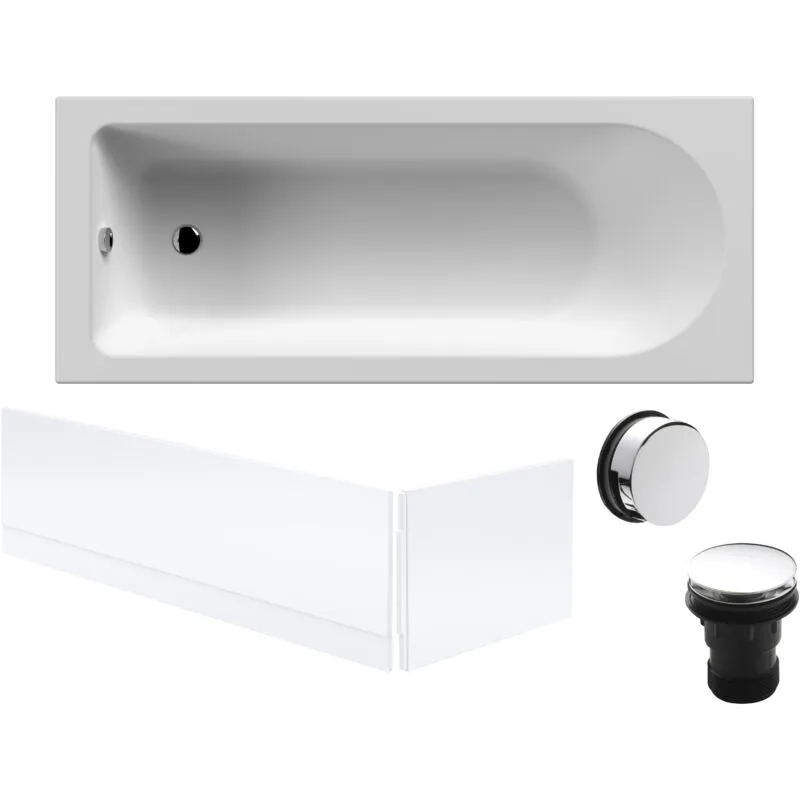Balterley Round 1700x700 Bath Set - Panels & Chrome Waste in White White
