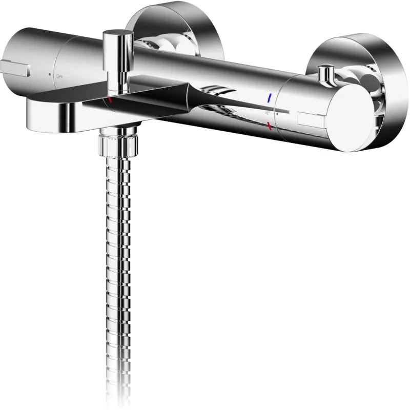 Balterley Current Round Thermostatic Bath Shower Mixer Bar Valve Tap - Chrome in Silver Silver