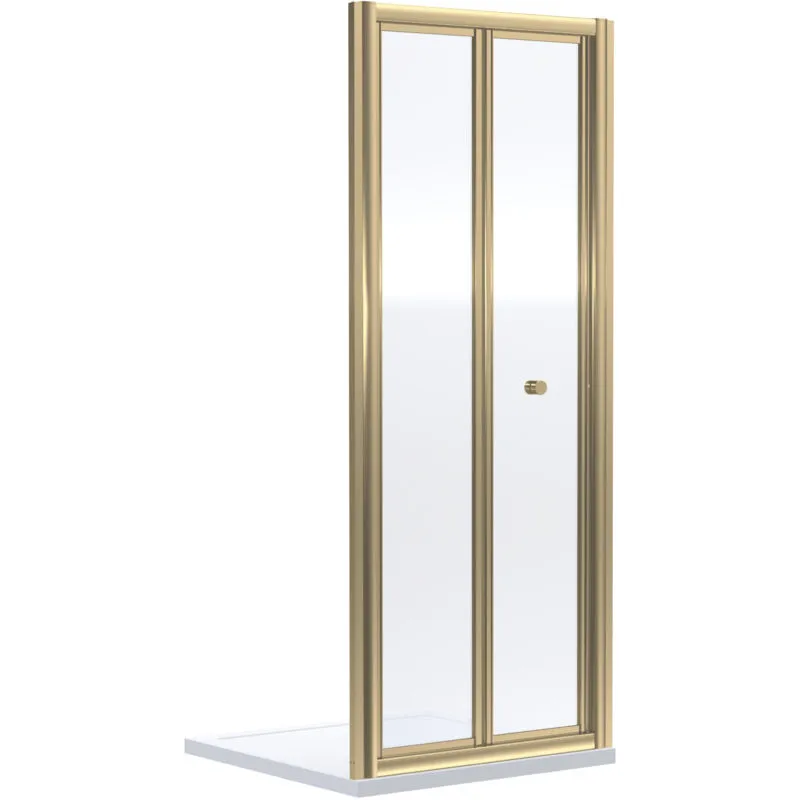 Balterley - Ruwa 4mm Toughened Safety Glass Bi-Fold Shower Door - 1900 x 700mm - Brushed Brass
