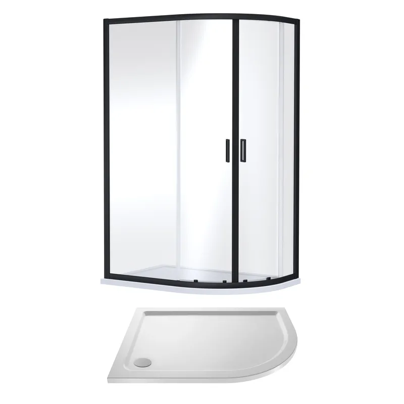 Balterley Ruwa Offset Quad Shower Suite RH, 1200 x 900mm Tray & Enclosure Black Black