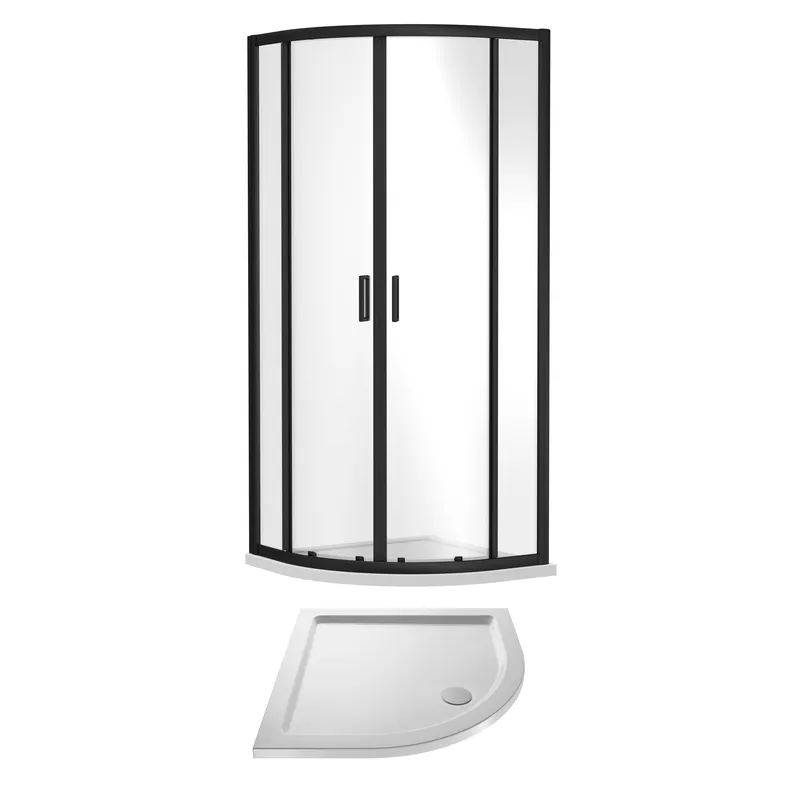 Balterley Ruwa Quadrant Shower Suite & 6mm Glass 800x800mm Tray Enclosure Black Black