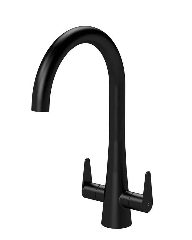 Balterley Situla Kitchen Mono Mixer Tap, 398mm Dual Lever Matt Black Black