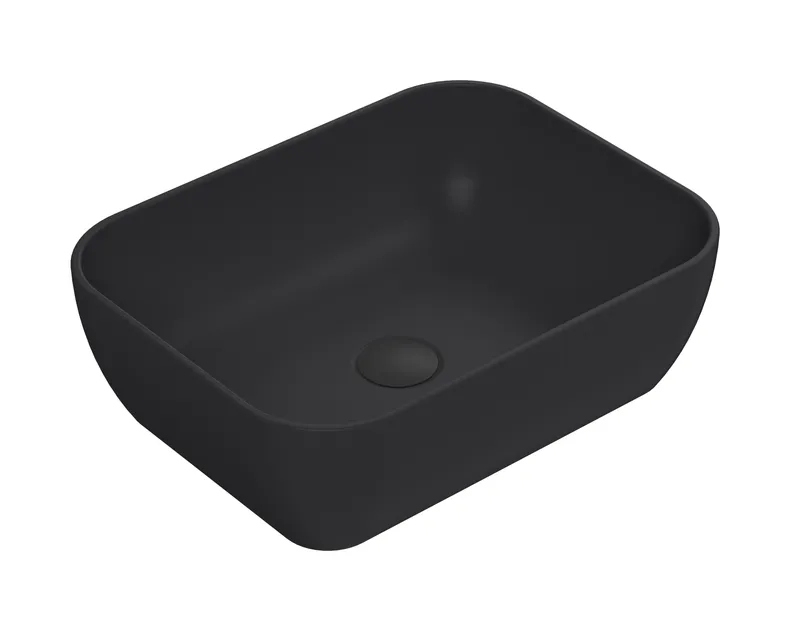 Balterley Square Countertop Vessel Basin for Bathroom, Black, 455 x 325 x 135 mm in Black Black