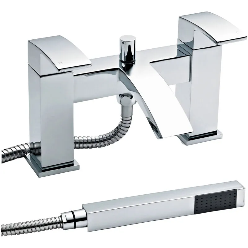 Balterley - Square Deck Mounted Bath Shower Mixer Tap & Shower Kit - Chrome