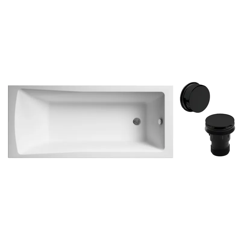 Balterley Square Single Ended 1700x700 with Black Waste in White White