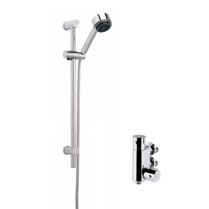 Balterley Thermostatic Vertical Bar Valve Multi Function Handset Slider Rail in Silver Silver