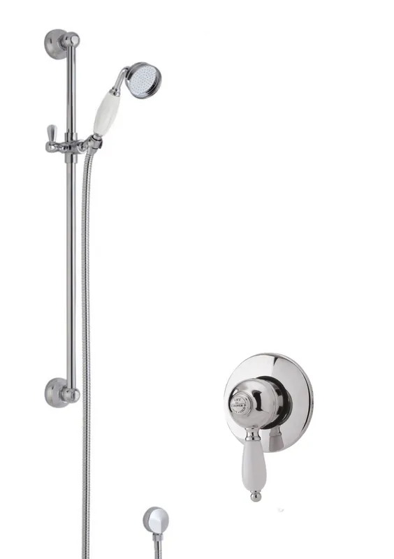 Balterley - Traditional Concealed Manual Valve & Slide Rail Shower Set - Chrome/White