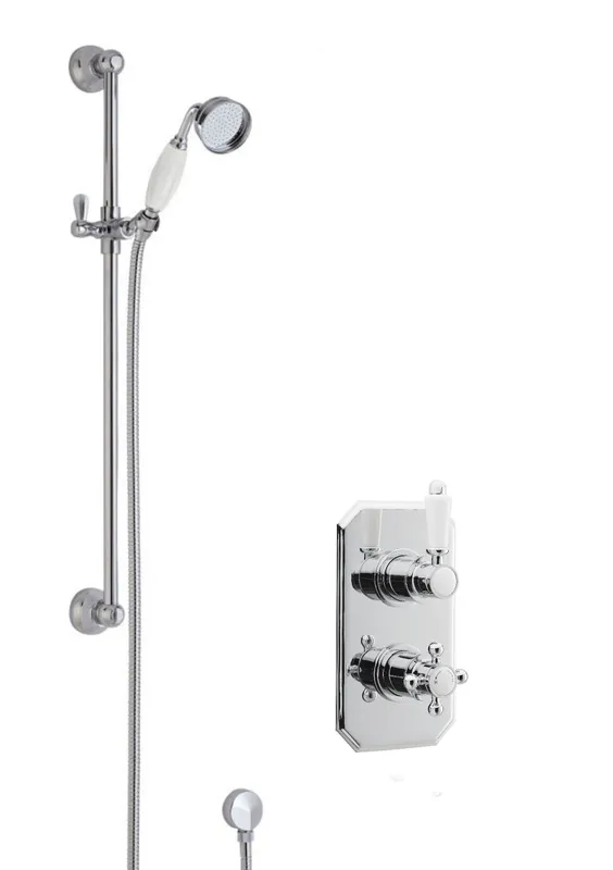 Balterley Traditional Concealed Twin Valve Slide Rail Shower Set Chrome in Silver Silver