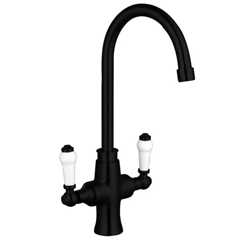 Balterley Traditional Dual Handle Kitchen Mixer Tap, Black Black